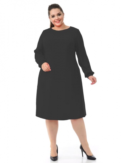 Трикотажное платье с легкой сборкой на рукаве, черное