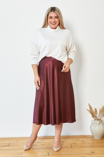 Повседневная сатиновая юбка на подкладке, бордо