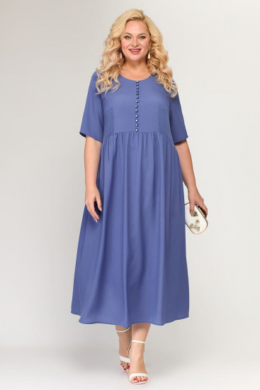 Длинное платье с коротким рукавом, сине-голубое