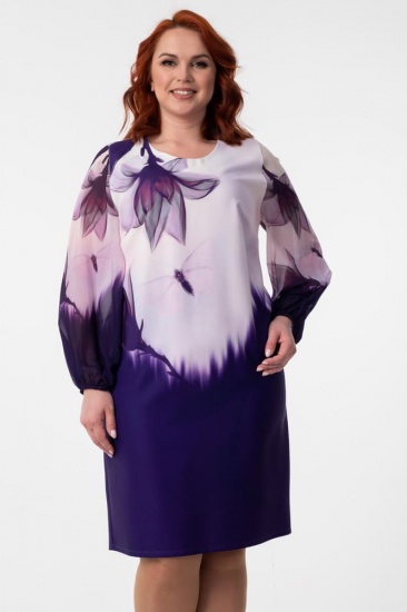 Нарядное платье с длинными шифоновыми рукавами, фиолетовое