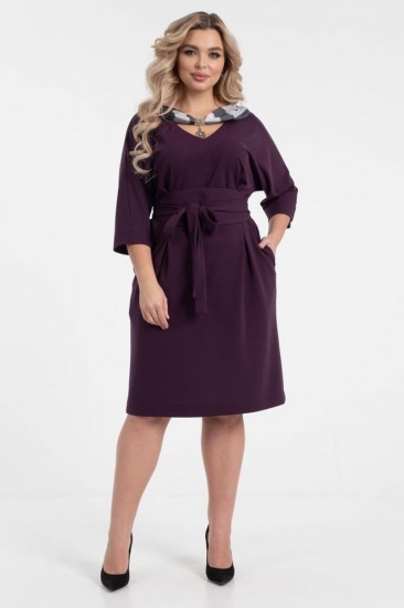 Приталенное платье с декором и украшением, фиолетовое