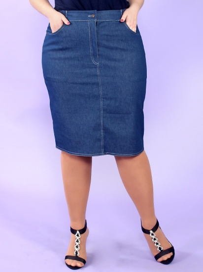 Классическая джинсовая юбка с карманами, синяя