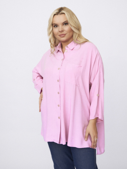 Свободная блузка со спущенным плечом, нежно-розовая