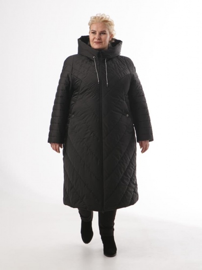 Трапециевидное пальто с большим капюшоном, черное