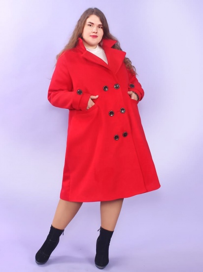 Кашемировое двубортное пальто, красное