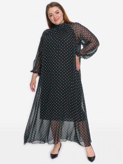 Длинное шифоновое платье с воротником-стойкой, черное