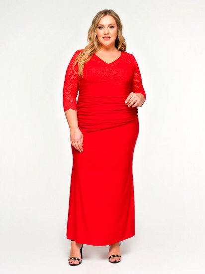 Длинное платье с драпировкой, красное