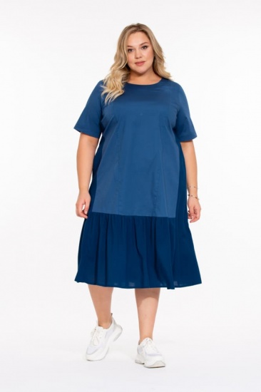 Свободное платье с коротким рукавом, темно-синее