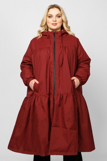 Расклешенное пальто со сборками, красное