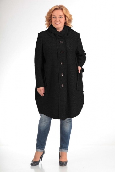 Свободное пальто с капюшоном, черное