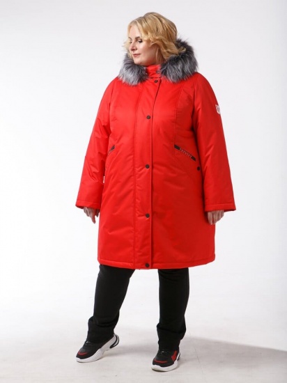 Зимняя куртка с мехом на капюшоне, красная