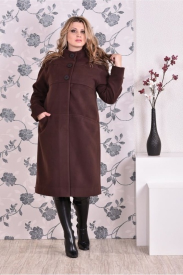 Утепленное пальто с отделкой мехом на выбор, коричневое