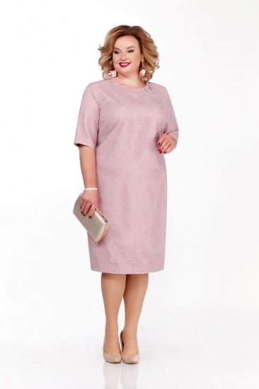 Платье с наложением плотного кружева, розовое