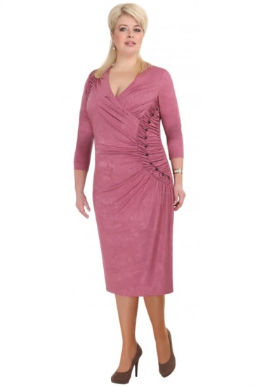 Платье с кружевом на спинке и декором, розовое