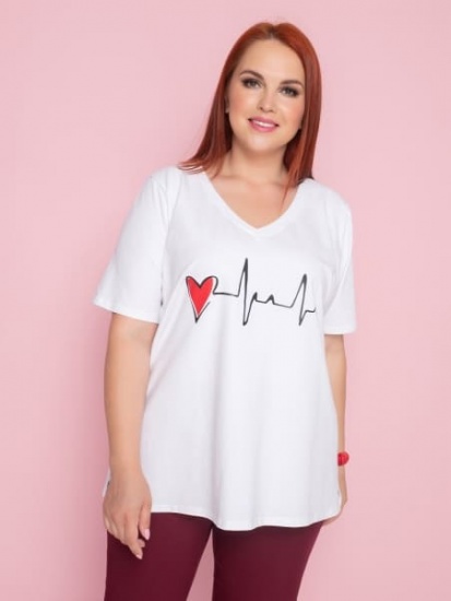 Классическая футболка с принтом "кардиограмма", белая