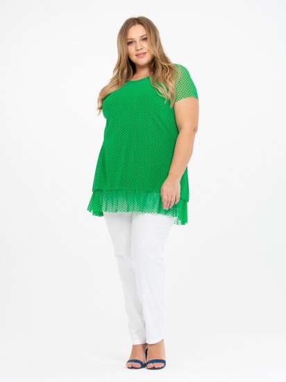 Двухслойная блузка в горох с коротким рукавом, зеленая